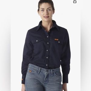 Wrangler Riggs Workwear Women's FR Flame Resistant Long Sleeve Snap Work Shirt
